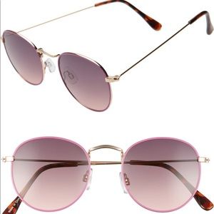 NEON PINK RIMMED ROUND SUNGLASSES PURPLE LENSES Nords NWT⭐️⭐️⭐️⭐️⭐️